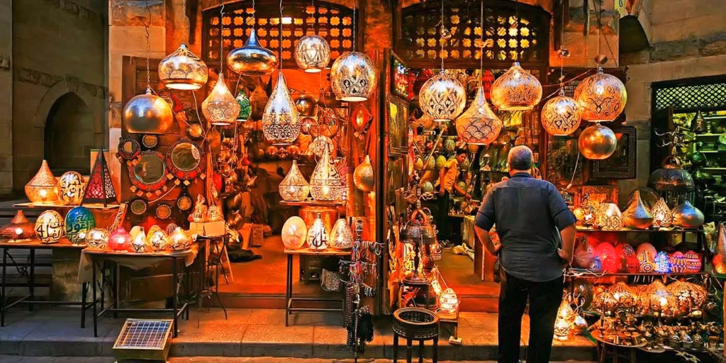 Khan El Khalili Bazaar in Cairo during Cairo tour from Alexandria Port with Book Egypt Travel