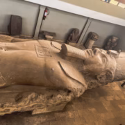 Colossal statue of Ramses II Memphis Egypt ancient pharaoh sculpture in open-air museum